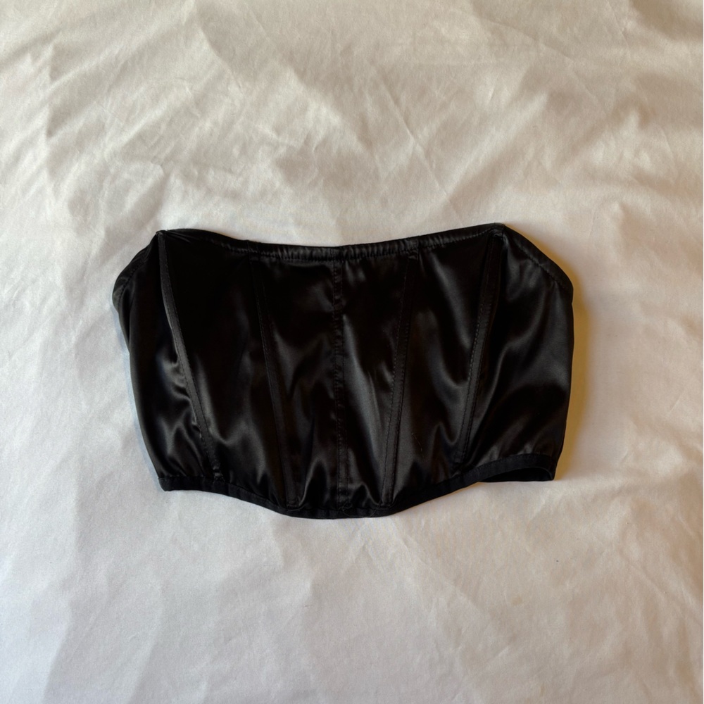 Garage Black Satin Crop Top